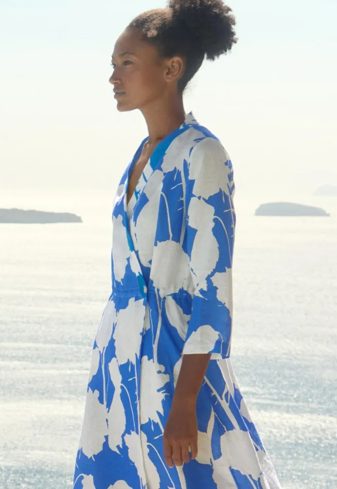 Women Printed Wrapdress Marine White Poetry Fashion Dresses and Skirts