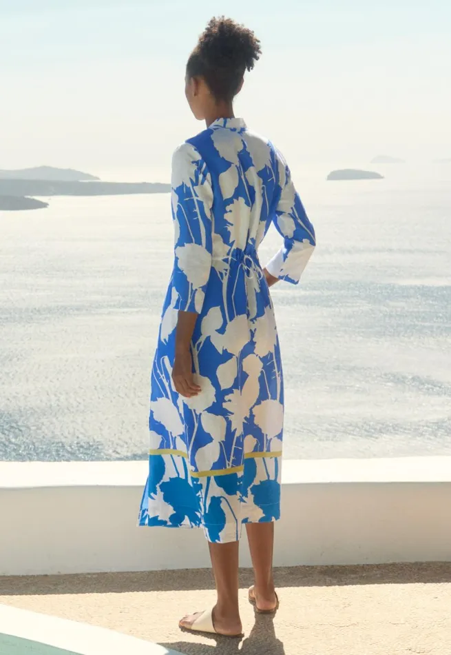 Women Printed Wrapdress Marine White Poetry Fashion Dresses and Skirts