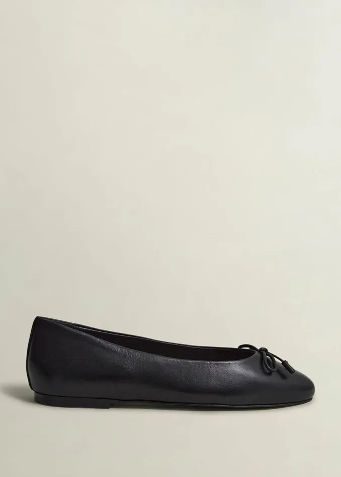 Women Priya Leather Ballerina Black Hobbs Flats