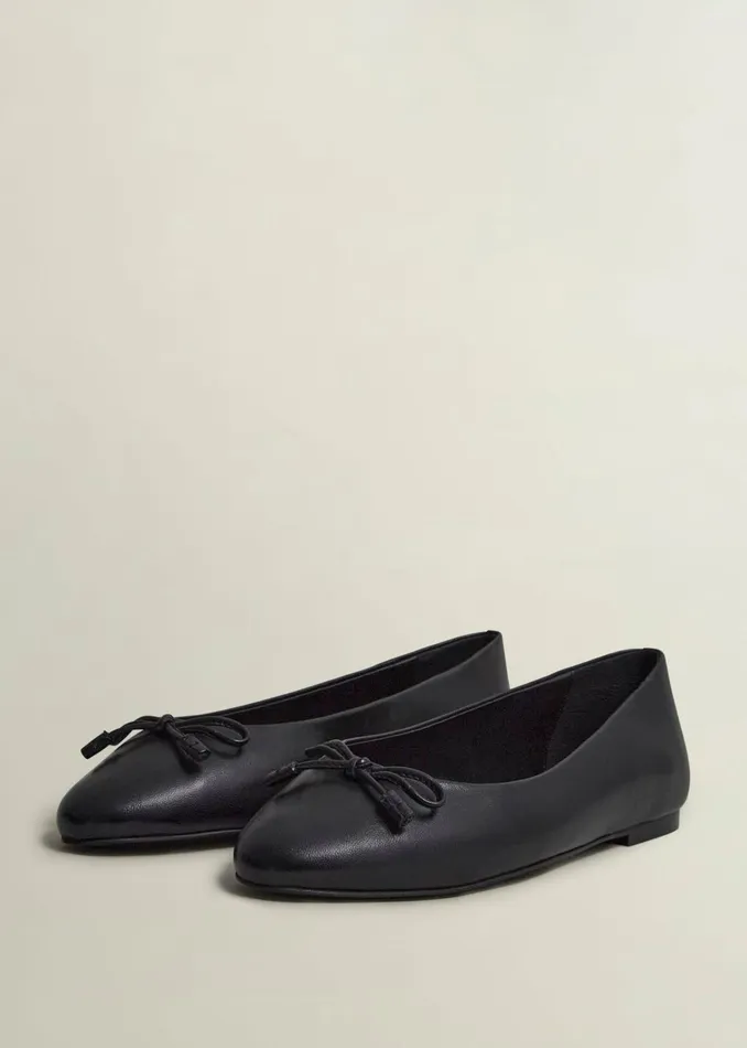 Women Priya Leather Ballerina Black Hobbs Flats