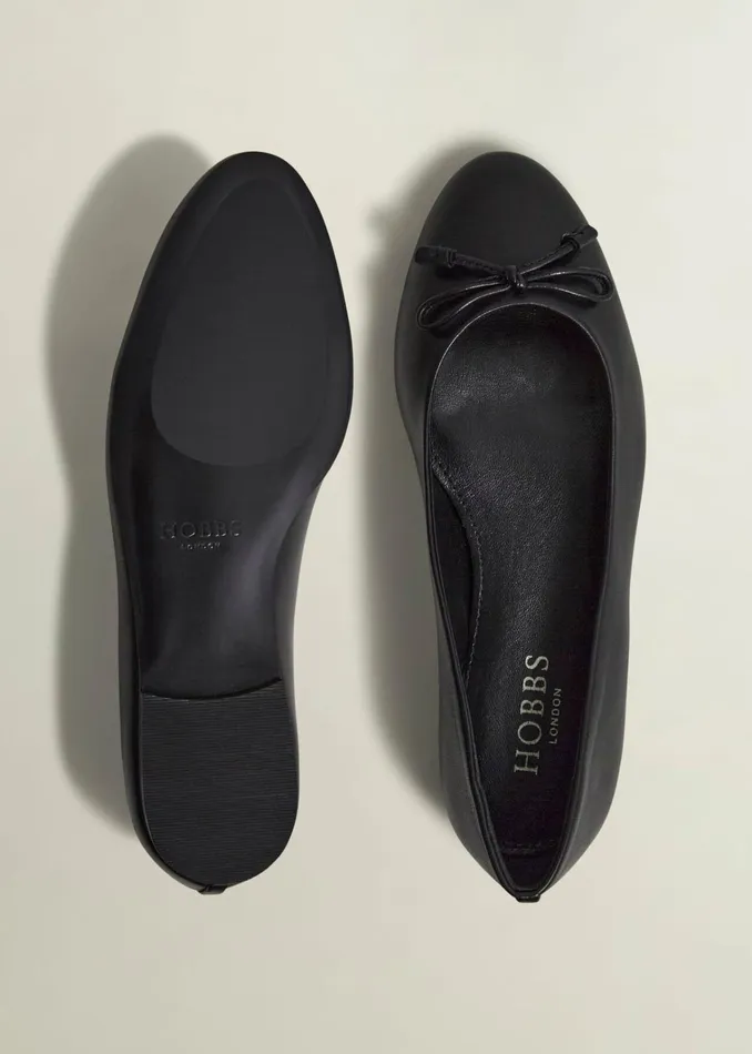 Women Priya Leather Ballerina Black Hobbs Flats