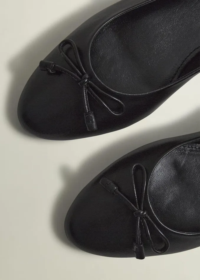 Women Priya Leather Ballerina Black Hobbs Flats