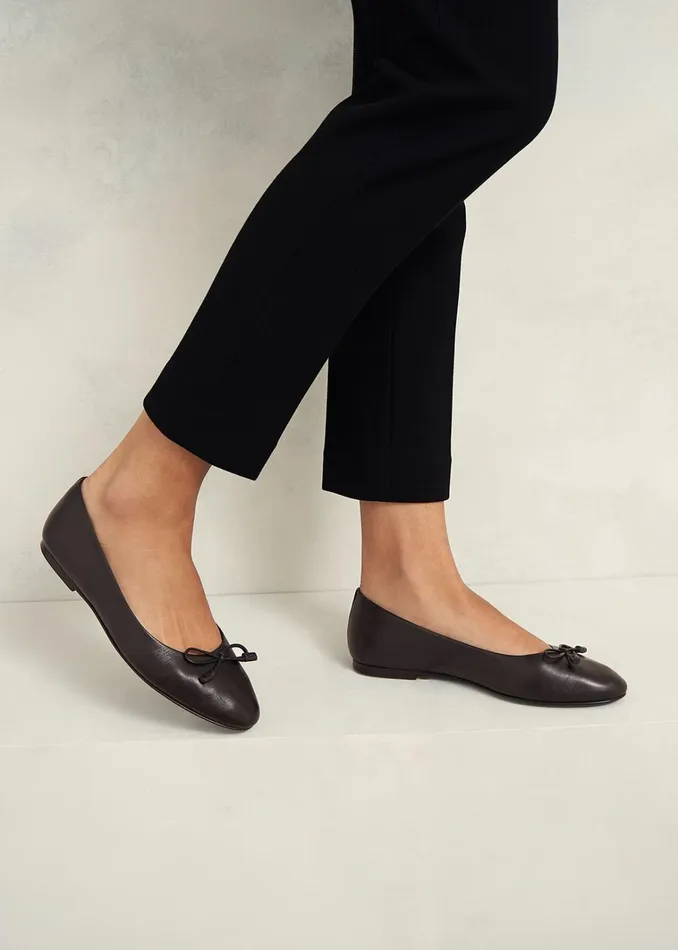 Women Priya Leather Ballerina Black Hobbs Flats