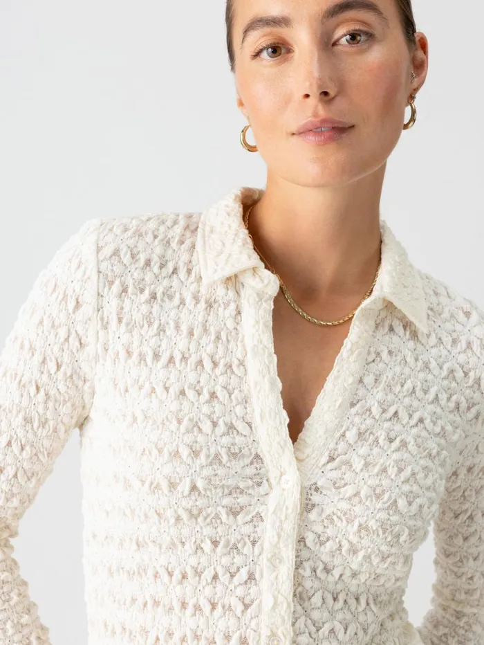 Women Pucker Up Dreamgirl Lace Button Up Top Milk Sanctuary Clothing Tees and Tops Women Pucker Up Dreamgirl Lace Button Up Top Milk Sanctuary Clothing Tees and Tops