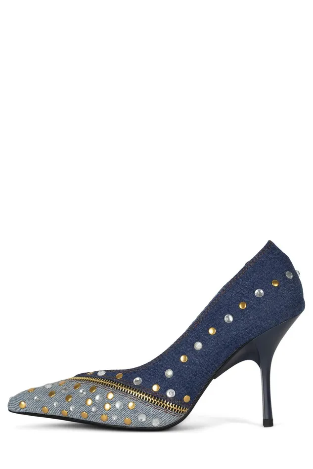 Women Pump Jeffrey Campbell GIMMEMORE Blue Denim Multi