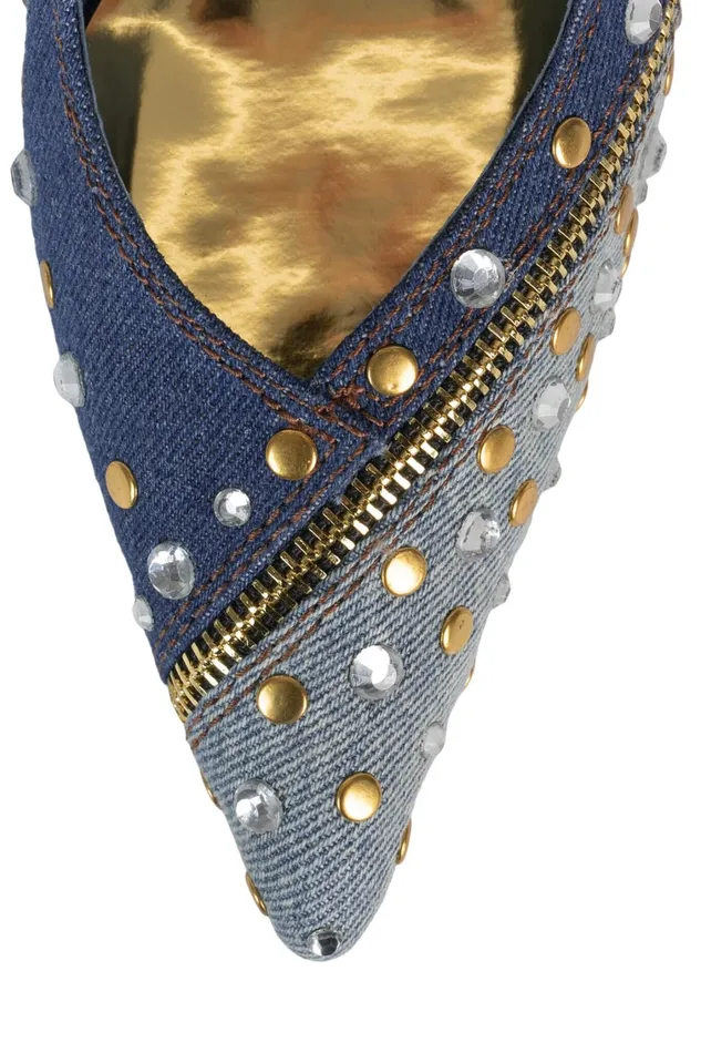 Women Pump Jeffrey Campbell GIMMEMORE Blue Denim Multi