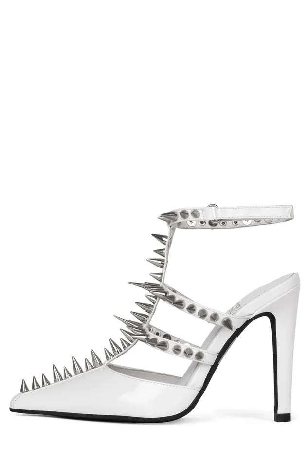 Women Pump Jeffrey Campbell STEPBACK White Patent Silver