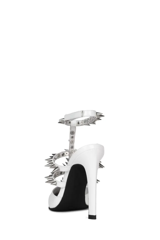Women Pump Jeffrey Campbell STEPBACK White Patent Silver