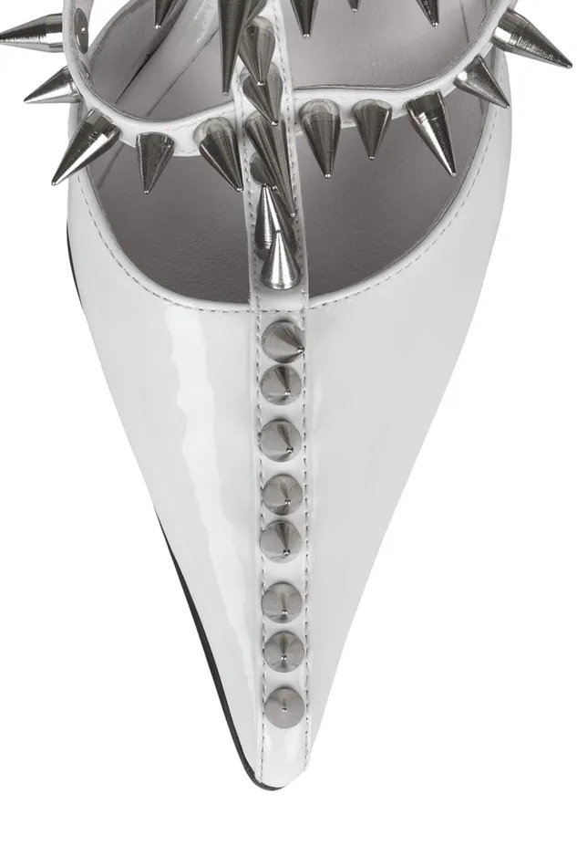 Women Pump Jeffrey Campbell STEPBACK White Patent Silver