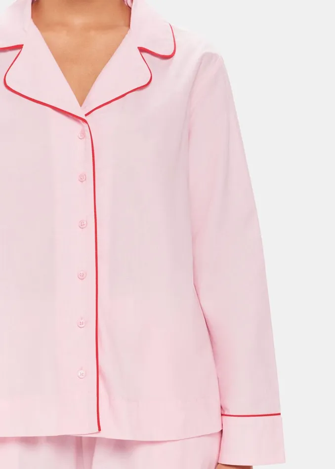 Women Pyjamas Whistles Pink Contrast Piping Pyjamas