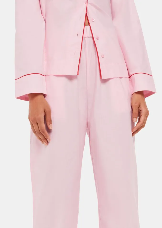Women Pyjamas Whistles Pink Contrast Piping Pyjamas