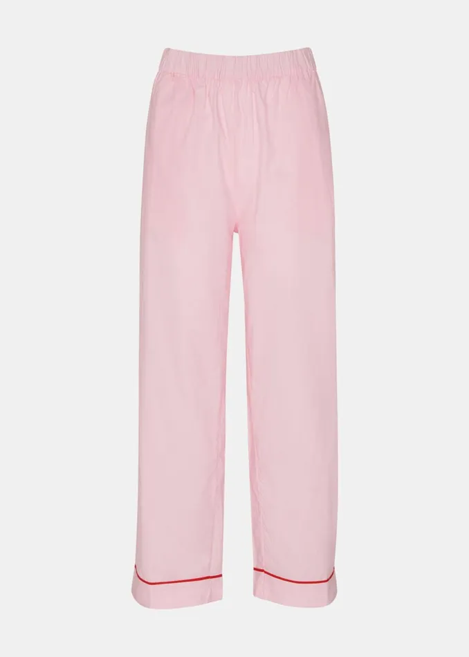 Women Pyjamas Whistles Pink Contrast Piping Pyjamas