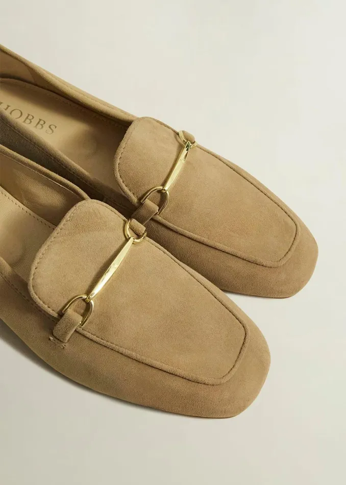 Women Raegan Suede Loafers Camel Hobbs Flats