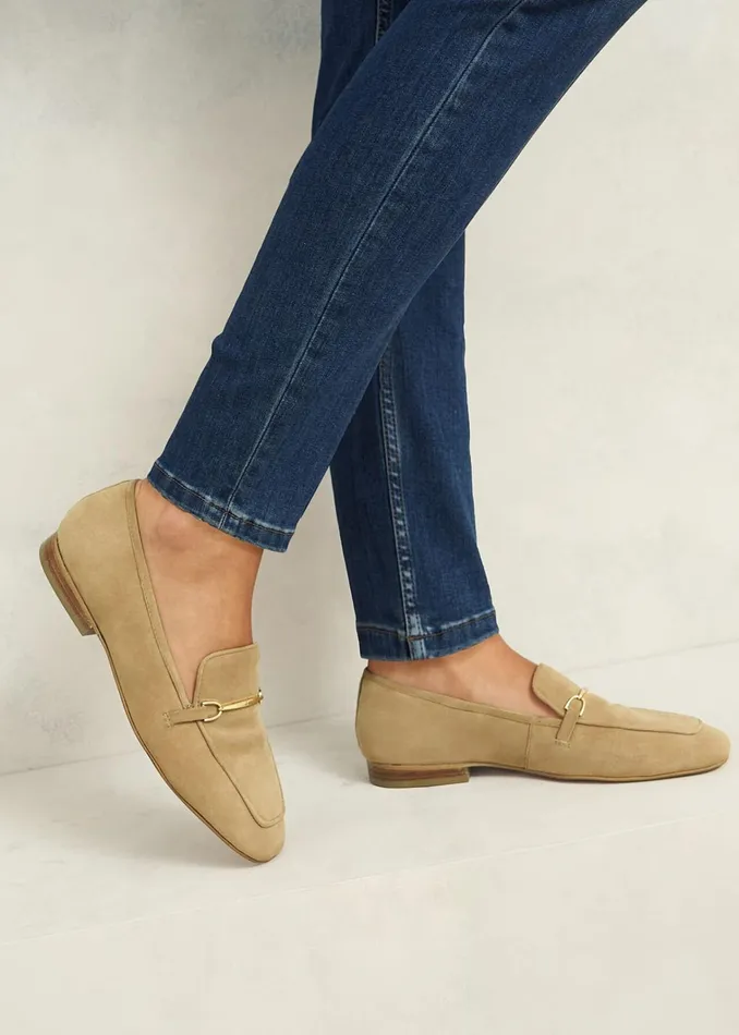 Women Raegan Suede Loafers Camel Hobbs Flats
