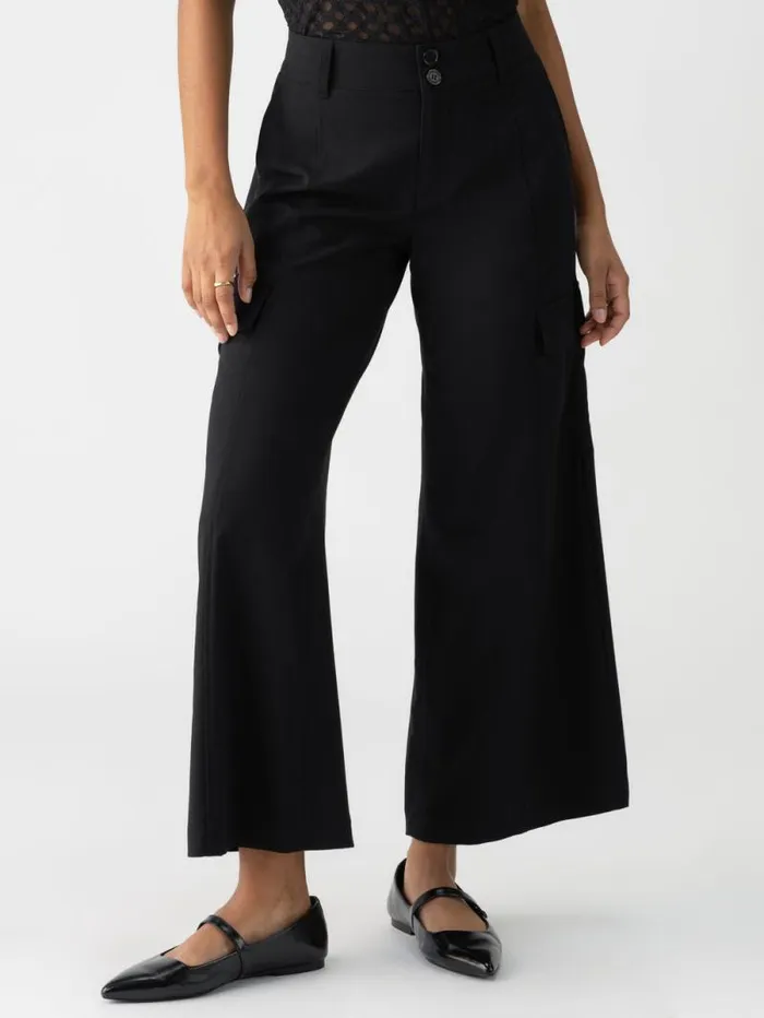 Women Rebel Wide Leg Standard Rise Crop Pant Black Sanctuary Clothing Pants