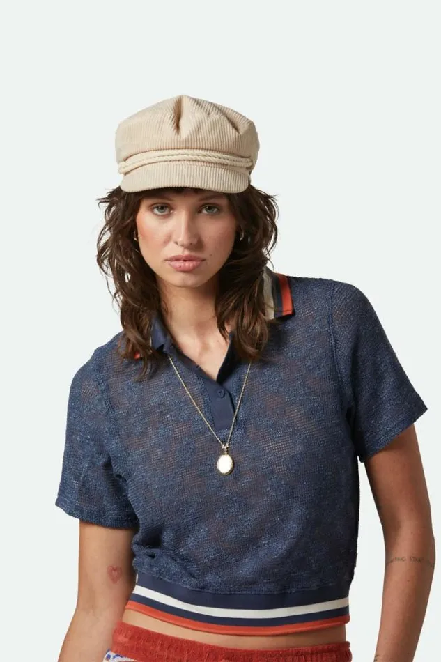 Women Retro Mesh SS Polo Washed Navy Brixton Tops