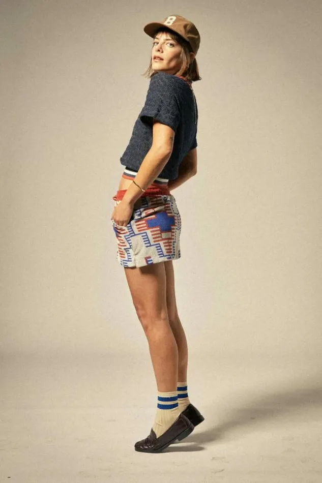 Women Retro Mesh SS Polo Washed Navy Brixton Tops