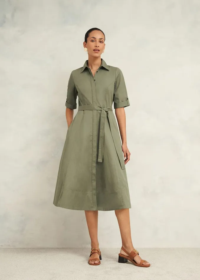 Women Riley Cotton Dress Sage Green Hobbs Dresses and Jumpsuits