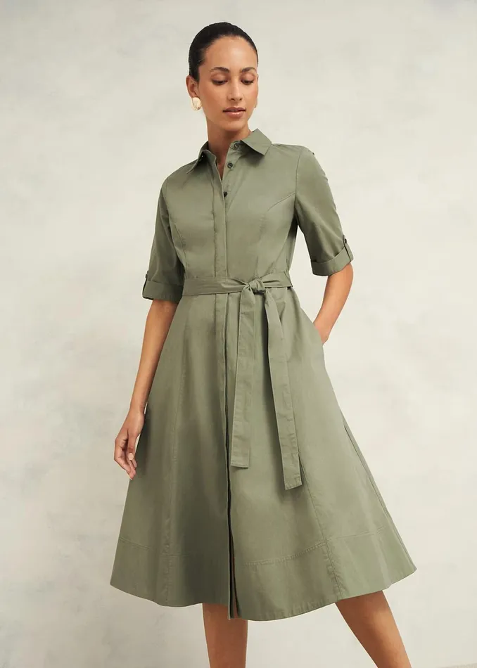 Women Riley Cotton Dress Sage Green Hobbs Dresses and Jumpsuits
