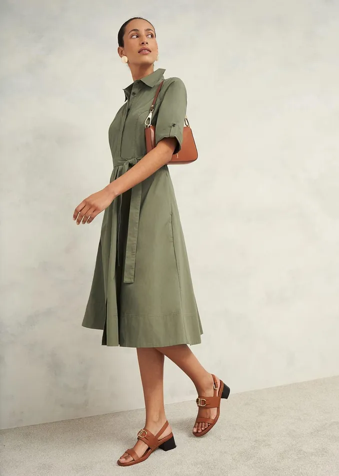 Women Riley Cotton Dress Sage Green Hobbs Dresses and Jumpsuits