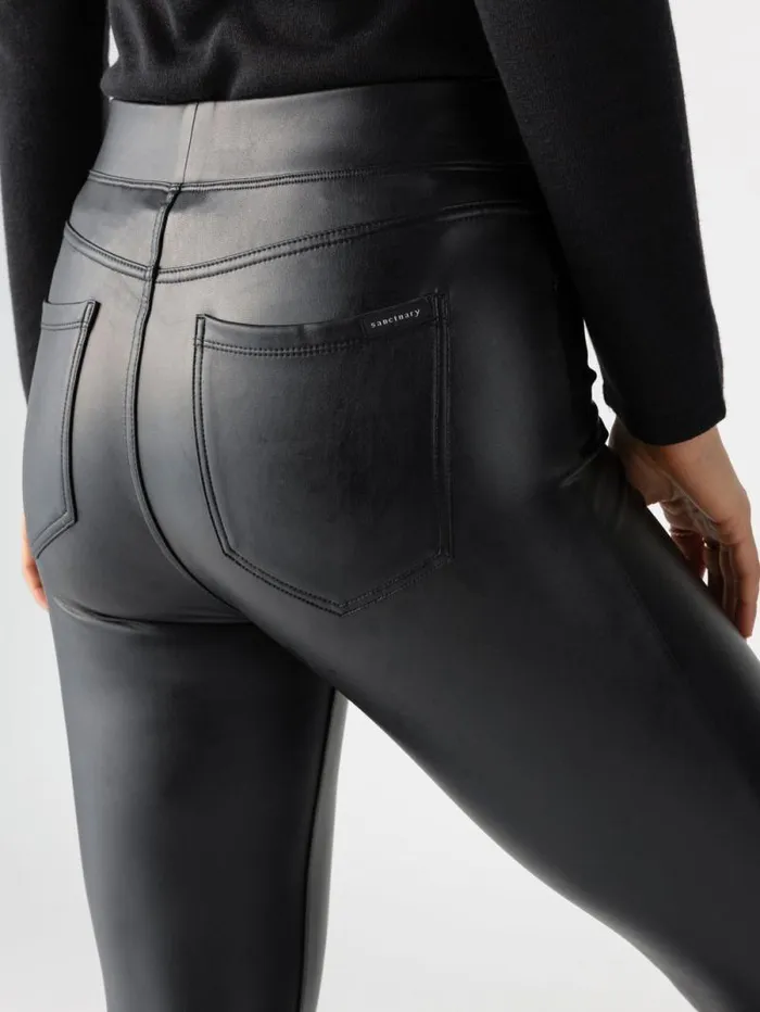 Women Runway Semi High Rise Legging Slick Black Sanctuary Clothing Leggings