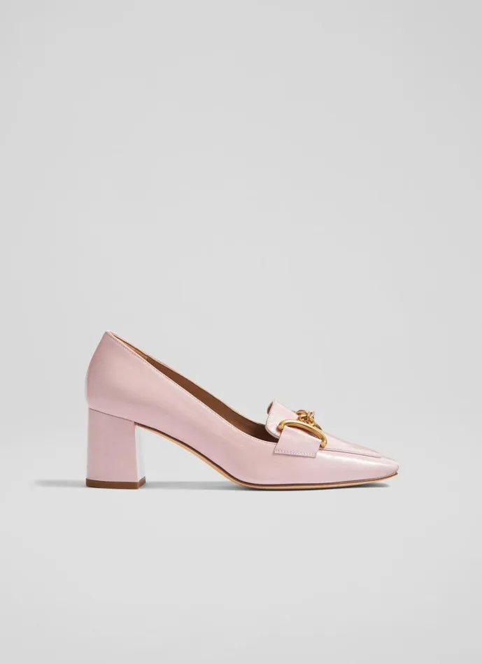 Women Samantha Blossom Crinkled Patent Closed Courts Pink LKBennett Court Shoes