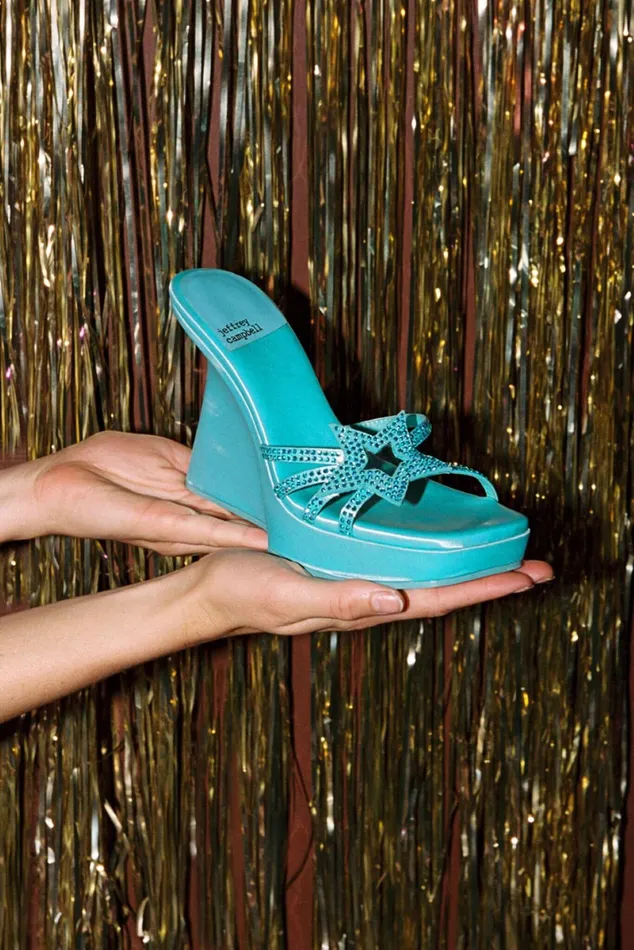 Women Sandal Jeffrey Campbell MEGASTAR Blue Satin Blue