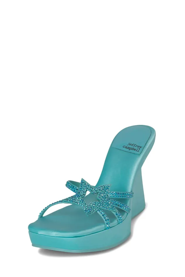 Women Sandal Jeffrey Campbell MEGASTAR Blue Satin Blue
