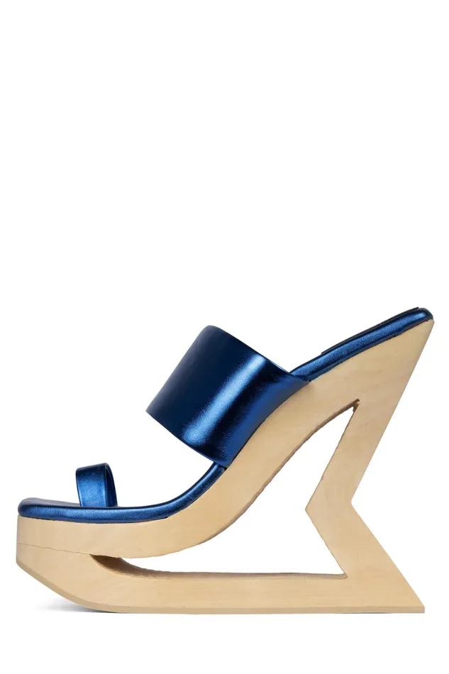 Women Sandal Jeffrey Campbell TRAPEZE Blue Metallic