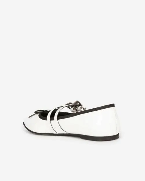 Women Sandals and Ballerinas The Kooples White Leather Flat Ballerinas White