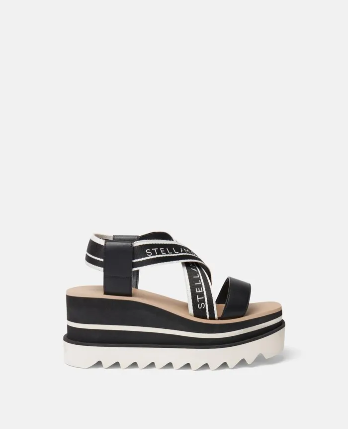 Women Sandals Stella McCartney SneakElyse Striped Platform Sandals Blackwhite