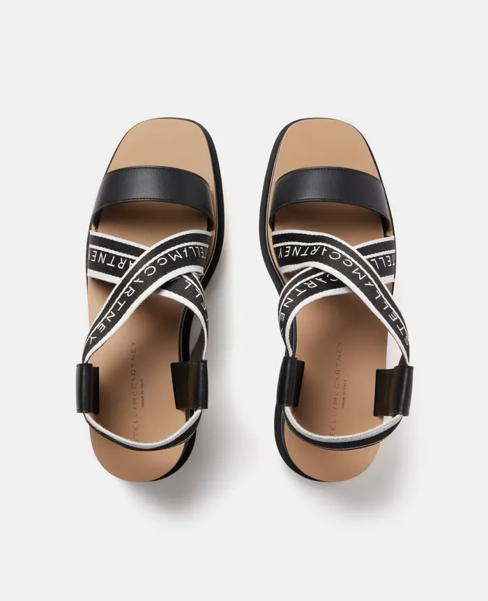 Women Sandals Stella McCartney SneakElyse Striped Platform Sandals Blackwhite