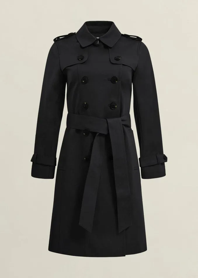 Women Saskia Shower Resistant Trench Coat Black Hobbs Coats and Jackets