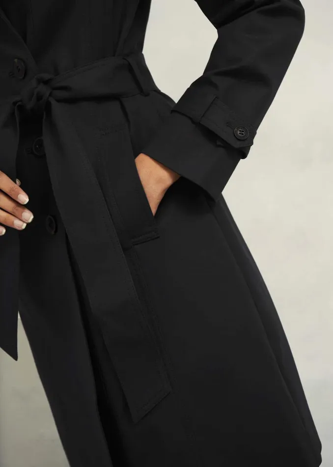 Women Saskia Shower Resistant Trench Coat Black Hobbs Coats and Jackets