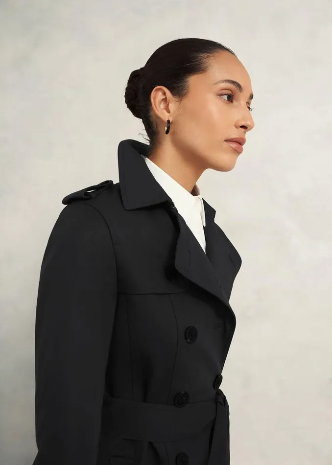 Women Saskia Shower Resistant Trench Coat Black Hobbs Coats and Jackets