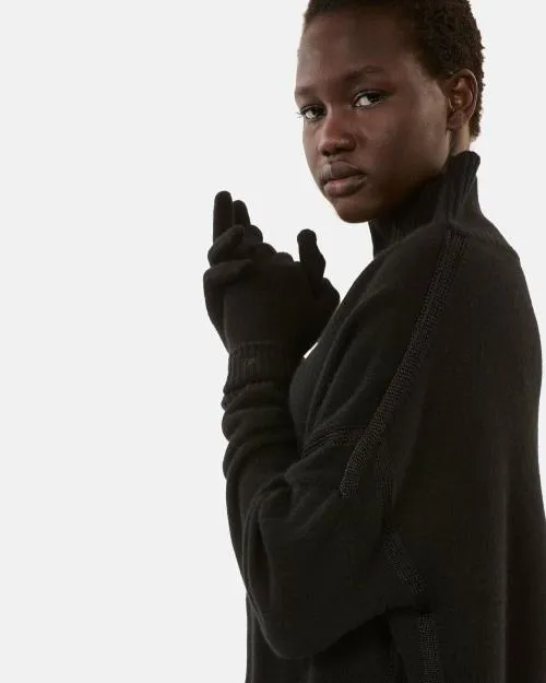 Women Scarves The Kooples Black Cashmere Gloves Black