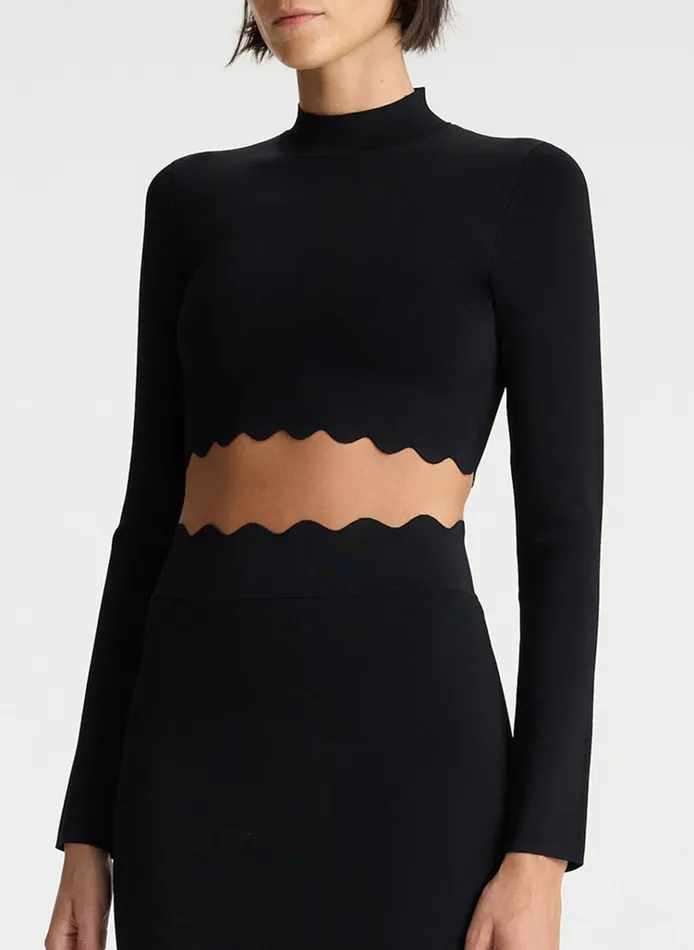 Women Sets ALC Bea Scalloped Knit Crop Top Black