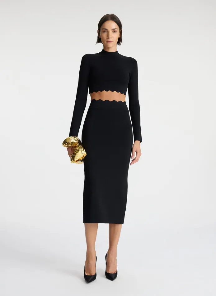 Women Sets ALC Bea Scalloped Knit Crop Top Black