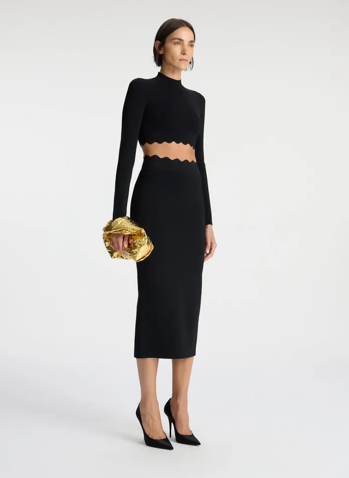 Women Sets ALC Bea Scalloped Knit Crop Top Black