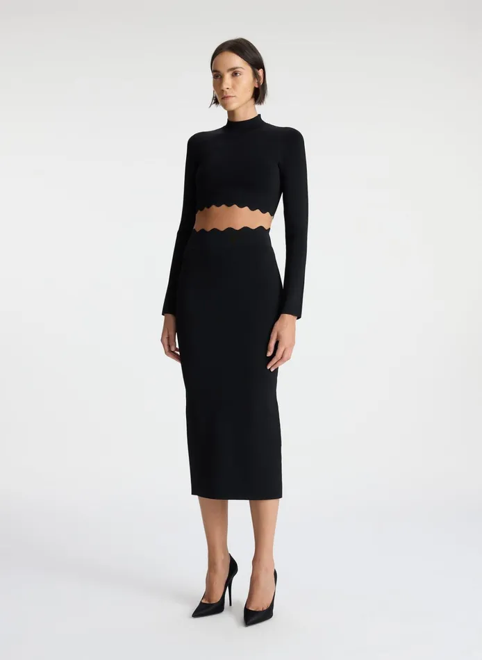 Women Sets ALC Bea Scalloped Knit Crop Top Black