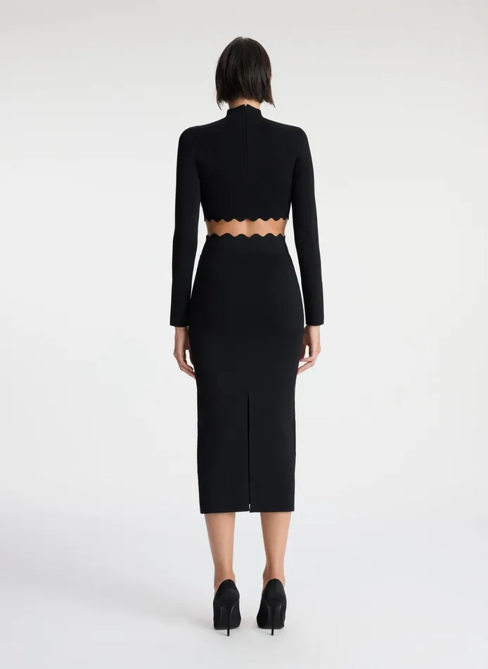 Women Sets ALC Bea Scalloped Knit Crop Top Black