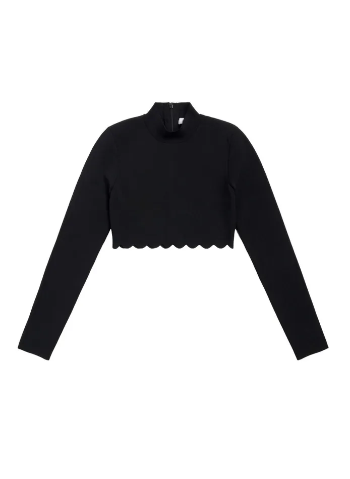 Women Sets ALC Bea Scalloped Knit Crop Top Black