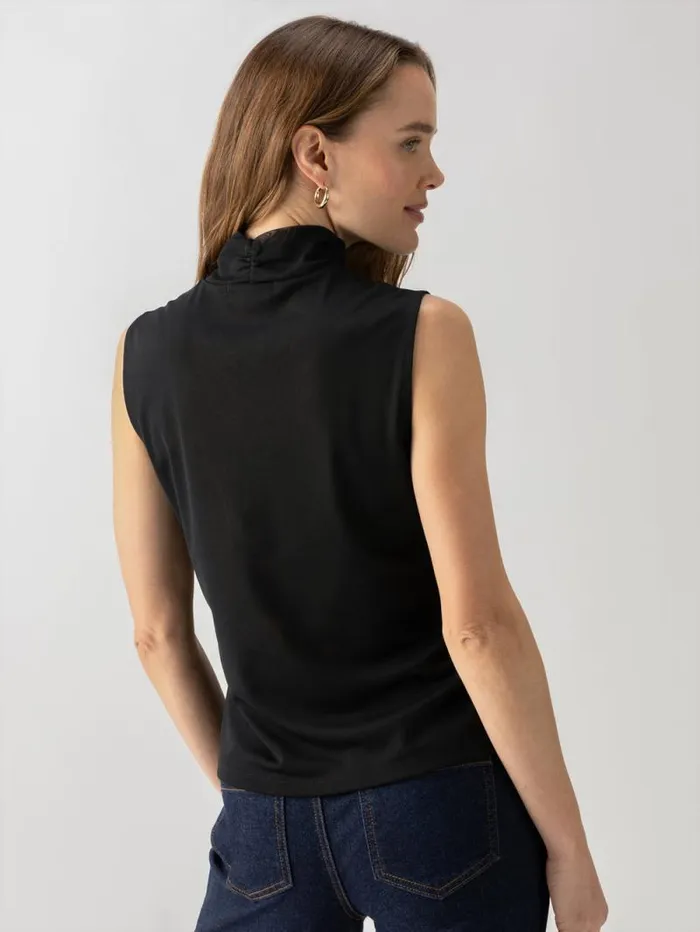 Women Shirred Neck Mesh Tank Black Sanctuary Clothing Tees and Tops Women Shirred Neck Mesh Tank Black Sanctuary Clothing Tees and Tops