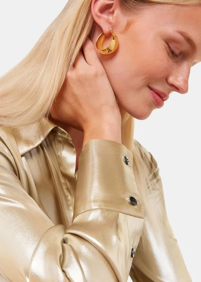 Women Shirts and Blouses Whistles Gold Lucie Metallic Shirt Women Shirts and Blouses Whistles Gold Lucie Metallic Shirt