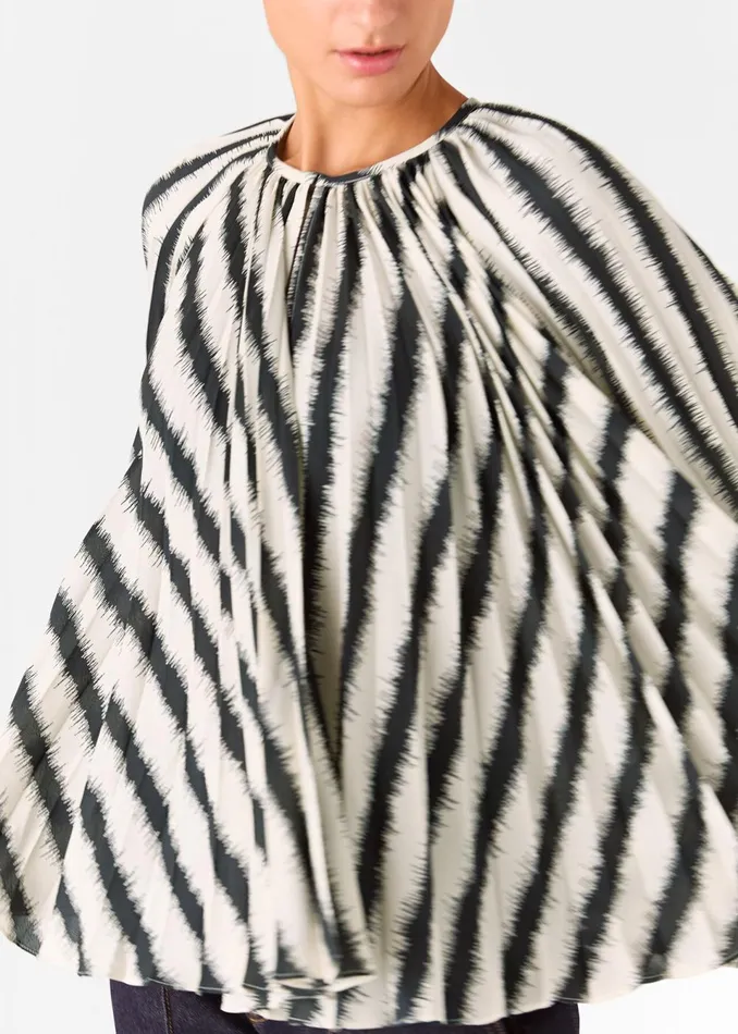 Women Shirts and Blouses Whistles Ivory Hazy Stripe Pleated Blouse