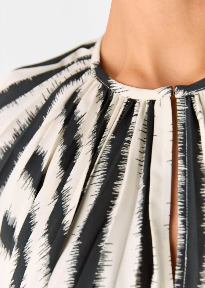 Women Shirts and Blouses Whistles Ivory Hazy Stripe Pleated Blouse