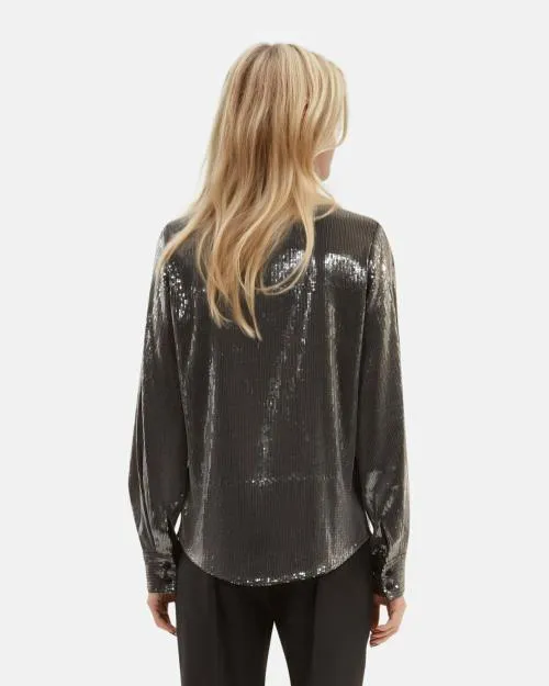 Women Shirts and Tops The Kooples Gray Sequin Shirt Grey