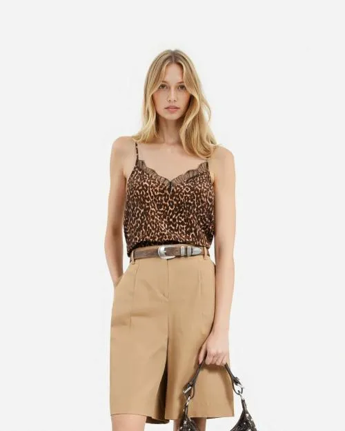 Women Shirts and Tops The Kooples Leopard Print Silk Camisole Leopard