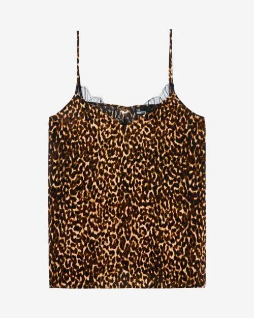 Women Shirts and Tops The Kooples Leopard Print Silk Camisole Leopard