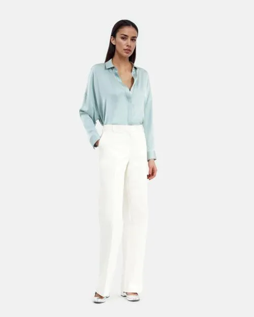 Women Shirts and Tops The Kooples Loose Fit Celadon Silk Shirt Bluegreen